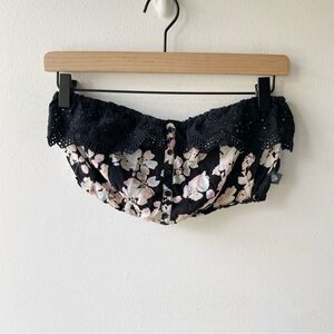 kendall & kylie black pink floral bandeau size m medium